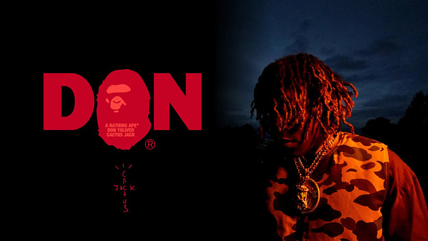 Don Toliver for his A Bathing Ape x Cactus Jack merch collab.
