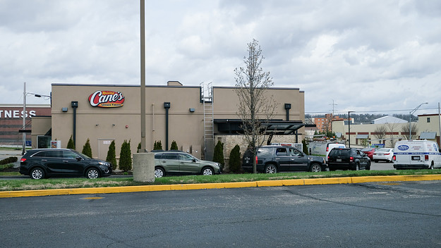 Photo taken outside of the Raising Cane's restaurant.
