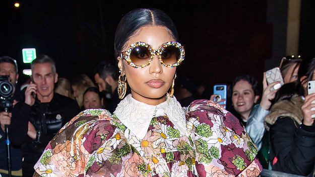 Rapper Nicki Minaj is seen leaving the Marc Jacobs Fall 2020 runway show