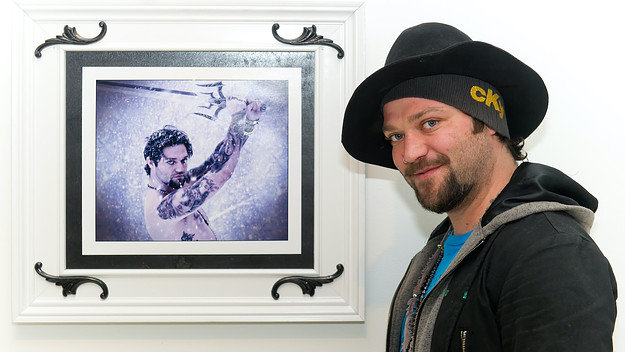 Bam Margera attends the Bam Margera & Friends art exhibit.
