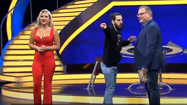 A 'Grand Theft Auto' fan crashes a TV event in Germany.