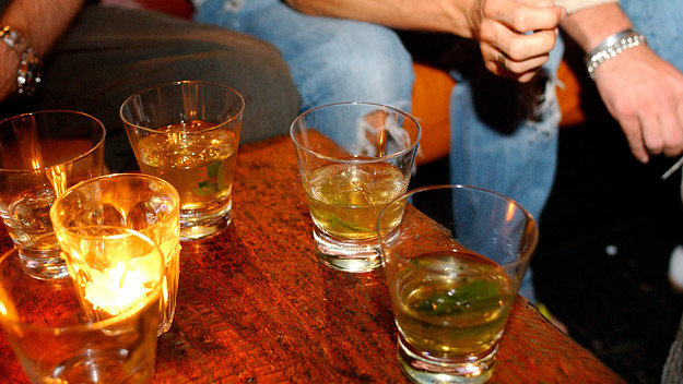 Drinks on a table @ Cargo, London, UK.