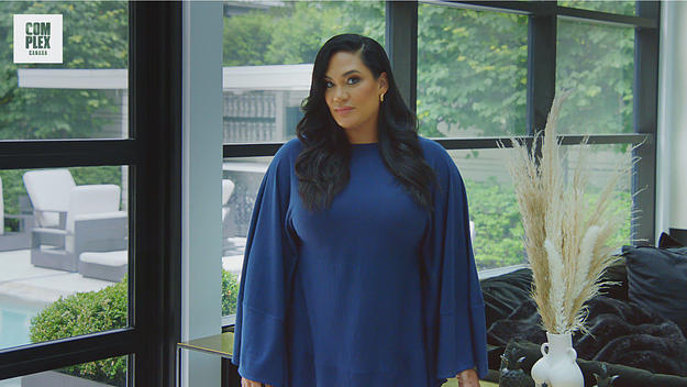 Toronto entrepreneur Catriona Smart, founder of Halo PR, stands inside modern home.