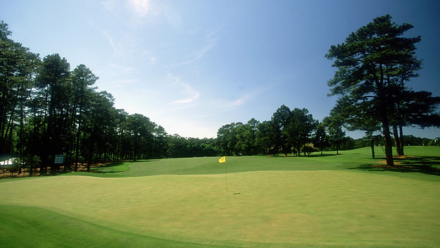 General view of the 14th green taken during the 1997 US Masters.
