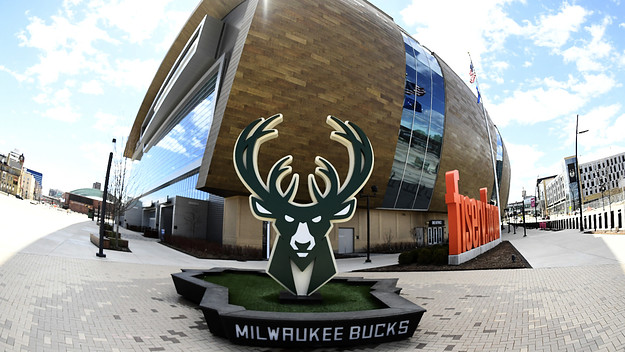 A general view of the exterior of the Fiserv Forum, home of the Milwaukee Bucks.