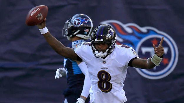 Lamar Jackson TD Celebration Titans Ravens 2021