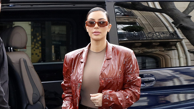 Kim Kardashian pictured at the Cafe de Flore