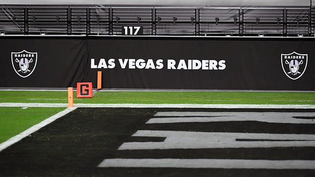 The end zone of the Las Vegas Raiders