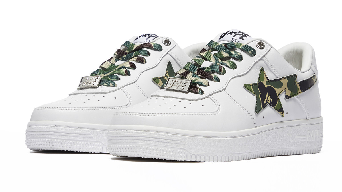 A Bathing Ape Bape Sta White/Green Camo Pair