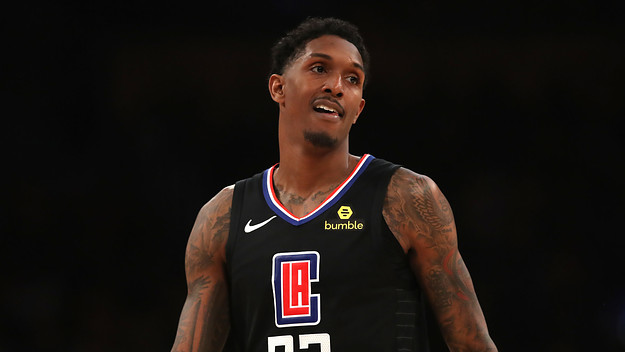 Lou Williams looks on during game against the Los Angeles Lakers.