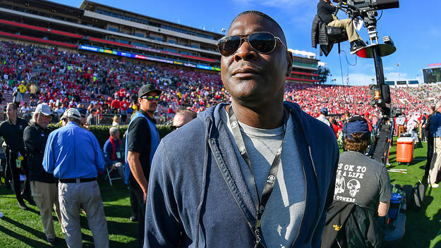 Former NFL player Keyshawn Johnson at the 2020 Rose Bowl.