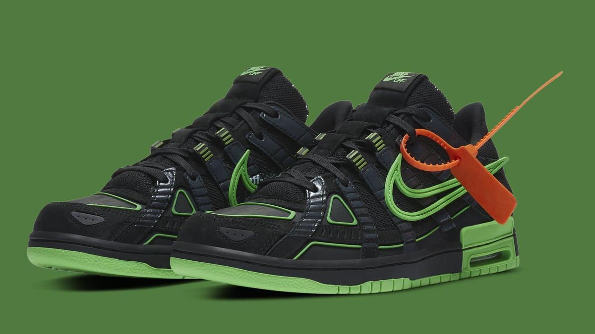 Off White x Nike Air Rubber Dunk 'Green Strike' CU6015 001 Pair