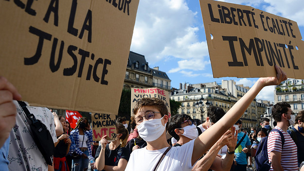 Protestors in the French #MeToo movement in Paris