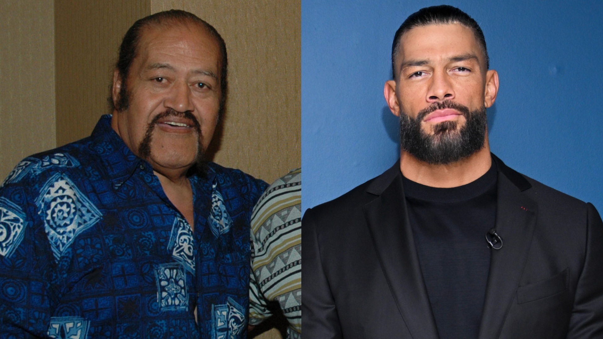 Splitscreen image of Afa Anoa'i and Roman Reigns