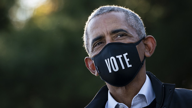 Barack Obama attends a canvass kickoff event for Democratic presidential nominee Joe Biden.
