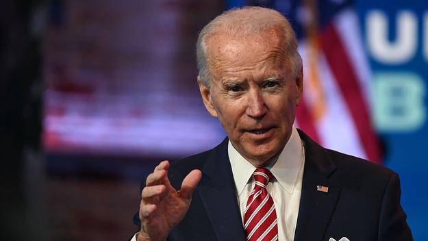 Joe Biden answers questions from the press at The Queen in Wilmington, Delaware.