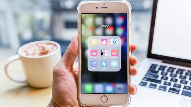 An iPhone showing multiple dating apps