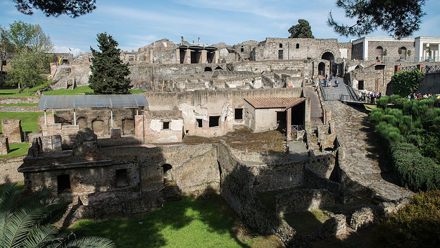 General view of the archaeological site on April 12, 2014 in Pompei, Italy.