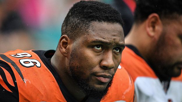 Carlos Dunlap looks on during the game against the Miami Dolphins.
