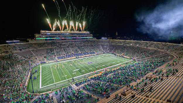 Fireworks explode over Notre Dame Stadium