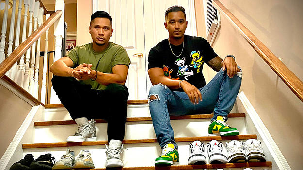 sneakersourceto toronto sneaker resellers sitting with rows of shoes