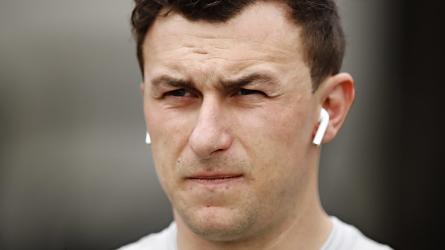 Johnny Manziel warms up before a game against the Birmingham Iron.