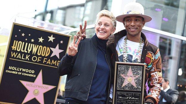 TV host Ellen Degeneres and singer songwriter Pharrell Williams