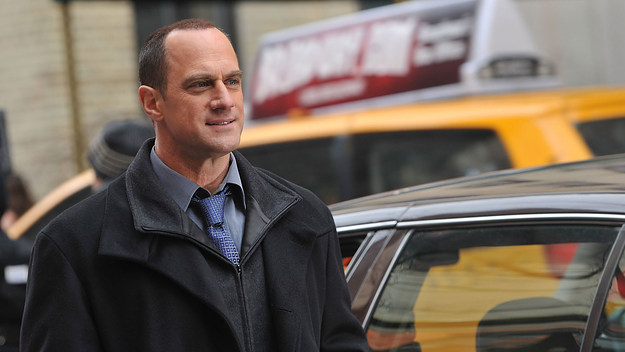 Christopher Meloni on location for "Law & Order: SVU" on the streets of Manhattan.
