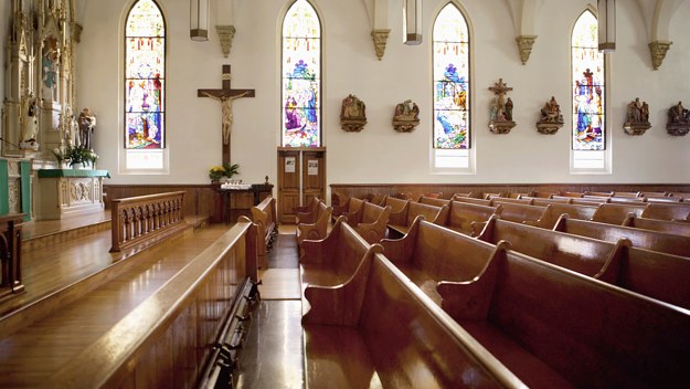 Stock picture of an empty church.