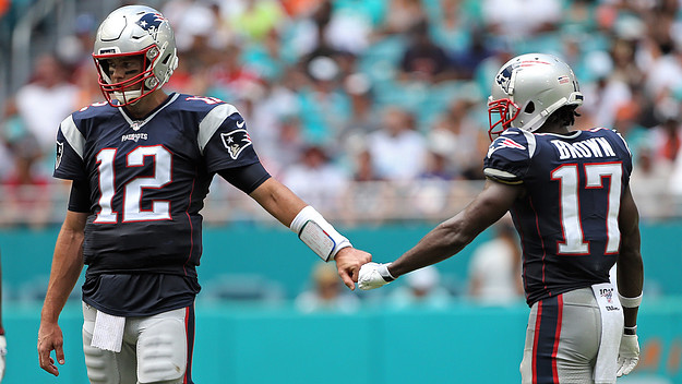 Tom Brady #12 and Antonio Brown #17