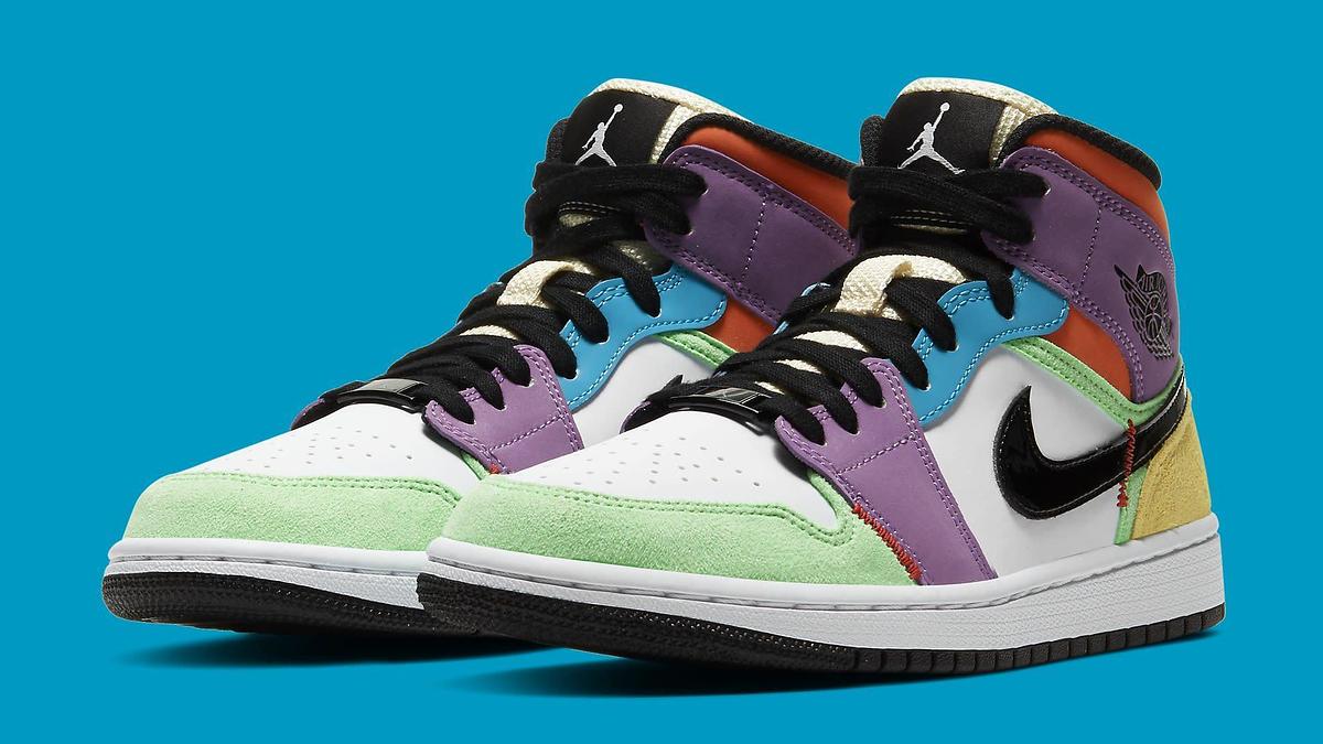 Air Jordan 1 Retro Mid Women's 'Multicolor' CW1140 100 Pair
