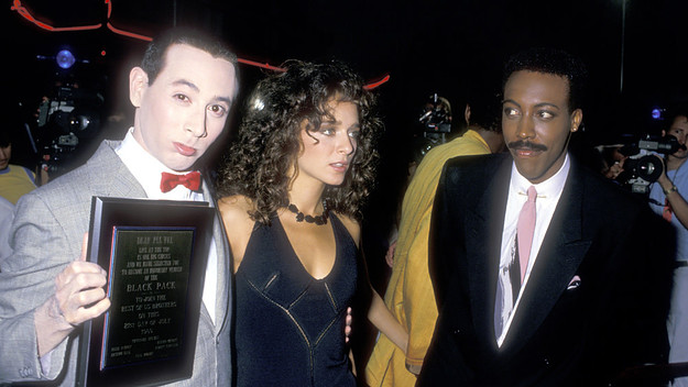 Paul Reubens, Valeria Golino, and Arsenio Hall attend the Big Top Pee wee Hollywood Premiere