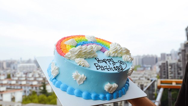 Rainbow birthday cake.
