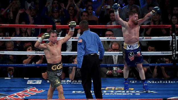 Golovkin Canelo 12th Round 2017 Getty
