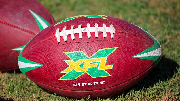 The official XFL game ball for the Tampa Bay Vipers