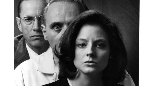 Scott Glenn, Anthony Hopkins and actress Jodie Foster pose for the movie The Silence of the Lambs