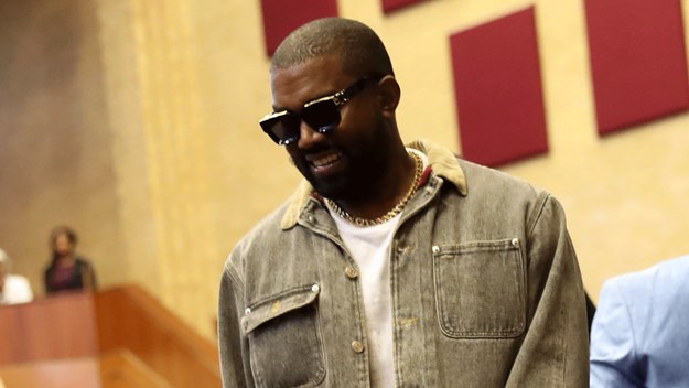 Kanye West walks off the stage during his Sunday Service in New York.