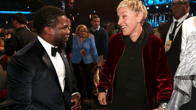 Kevin Hart and Ellen Degeneres attend the 2017 People's Choice Awards