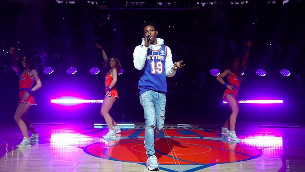 Rapper, A Boogie wit da Hoodie performs during halftime