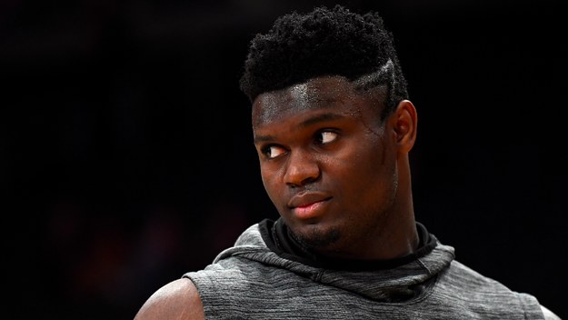 Zion Williamson #1 of the New Orleans Pelicans works out