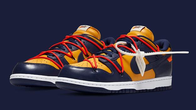 Off White x Nike Dunk Low 'University Gold/White/Midnight Navy' CT0856 700 (Pair)