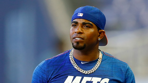 Yoenis Cespedes #52 of the New York Mets looks on