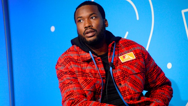 Meek Mill speaks on stage at the "Justice for All: Reforming a Broken System"