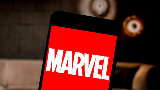In this photo illustration a Marvel seen displayed on a smartphone.