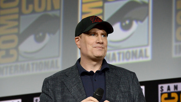 Kevin Feige speaks at the Marvel Studios Panel during 2019 Comic Con International.