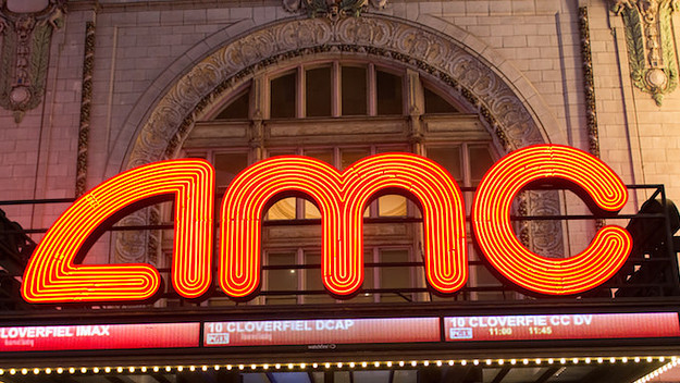 General view outside the AMC Empire 25 theater.