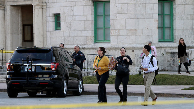 Robbery, hostage taking and UPS van chase ends in dramatic police shooting in Florida.