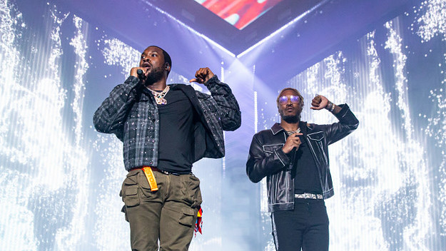 Rappers Meek Mill (L) and Future perform
