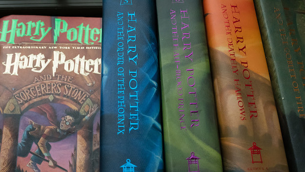 A collection of Harry Potter books.