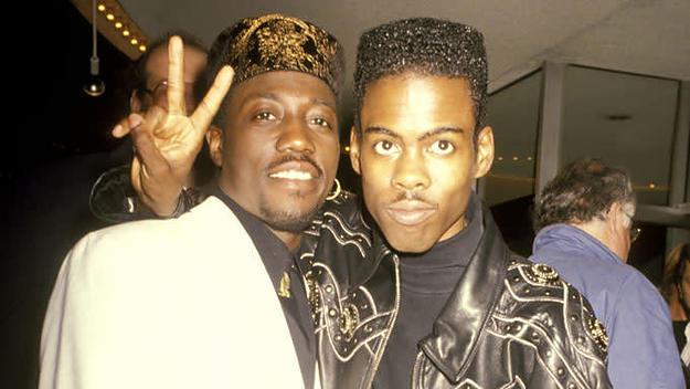Wesley Snipes and Chris Rock at the premiere of 'New Jack City'